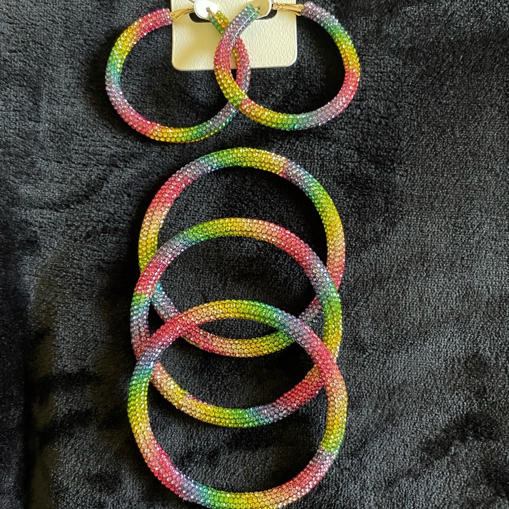 Rainbow earrings and bracelets set